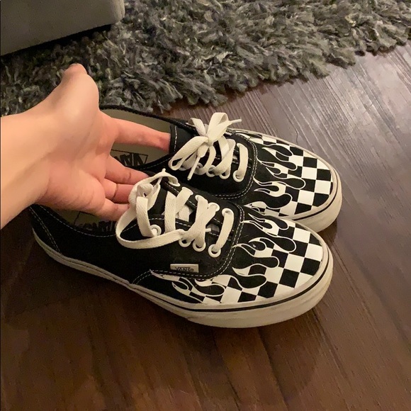 vans slip on checkerboard fire